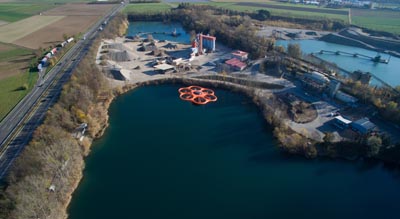 Industrial UAV surveying a quarry