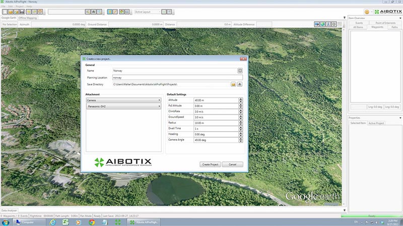 Aerial surveying UAV: Flight plan setup