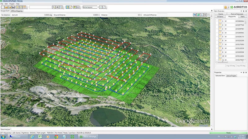 Setting up the UAV's surveying flight plan