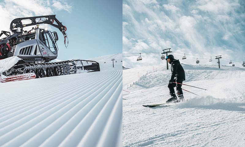 Prinoth snowgroomer prepared the slopes for the skiers. 