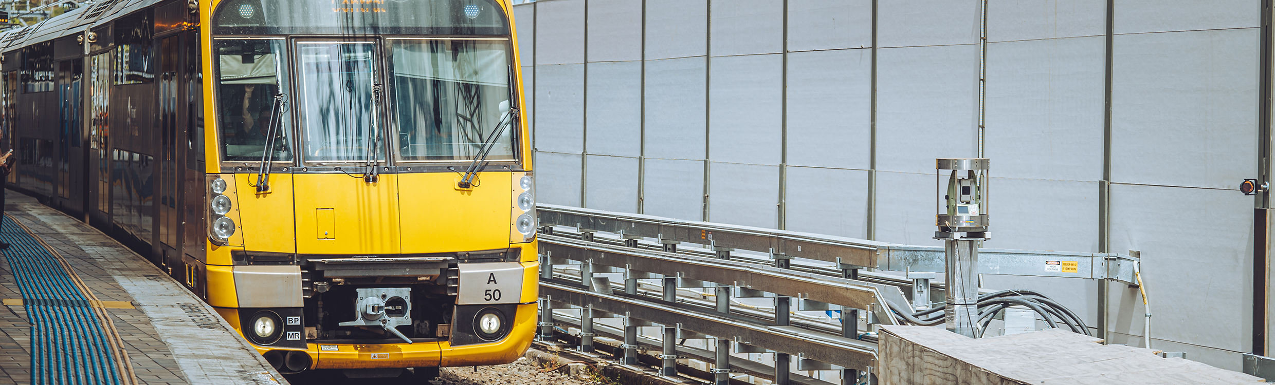 View of Train at Sydney's Central Station being monitored by a Leica TM50 Total Station