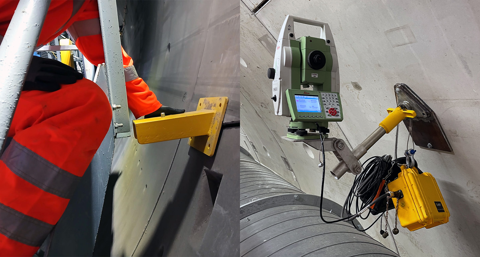 Bespoke tunnel bracket system for the Leica TS60 helps to avoid clashes with obstructions