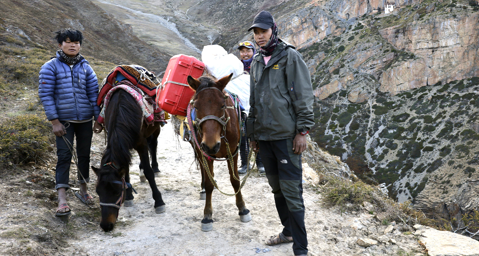 To reach the temples required two airplane flights, and four to five days of travelling in a caravan on foot, with pack mules – Source: Peter Bauer