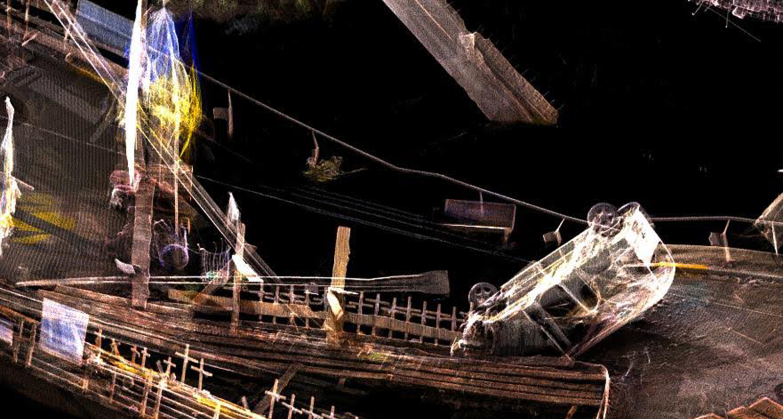 3d laser scanning render of destroyed Irpin Bridge in Ukraine