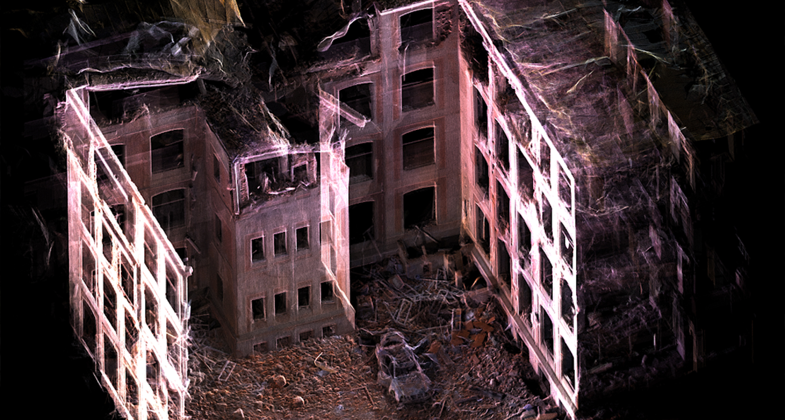 3D Laser Scanning render of destroyed University in Kharkiv, Ukraine 