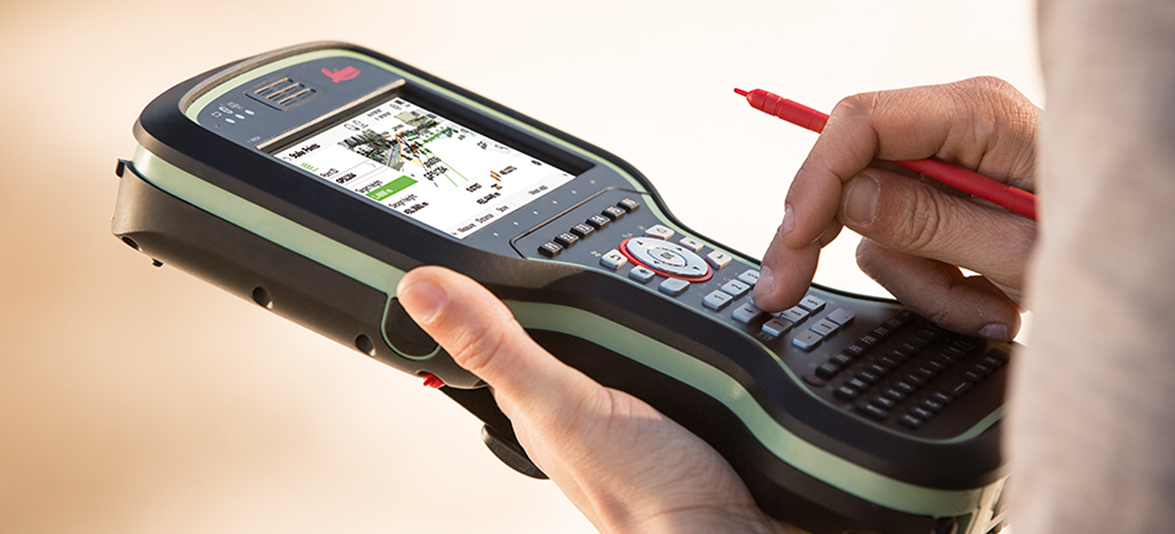 Leica CS20 veldboek met Captivate software close up