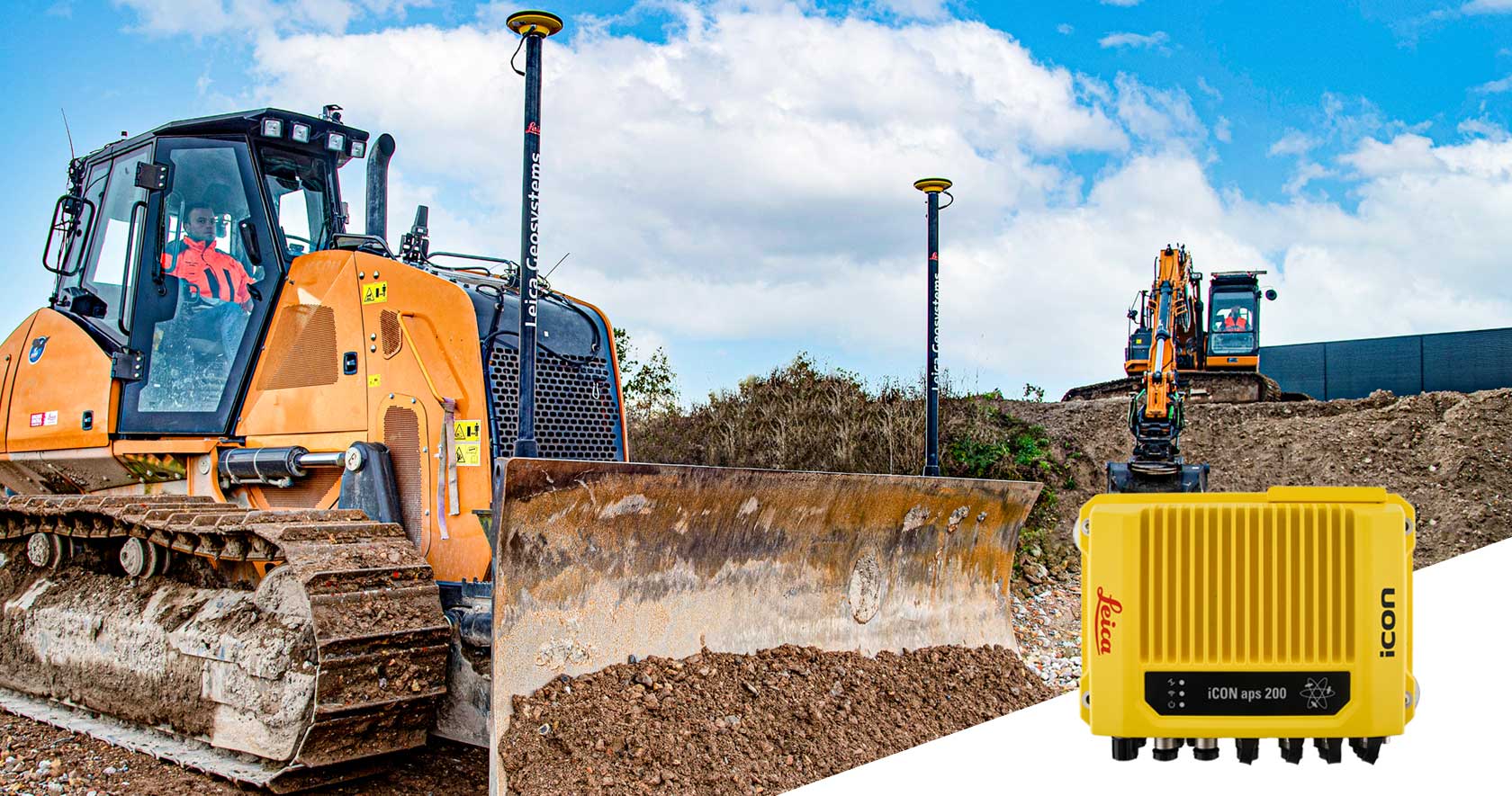 Récepteur GNSS Leica aps 200 pour guidage d’engins. 