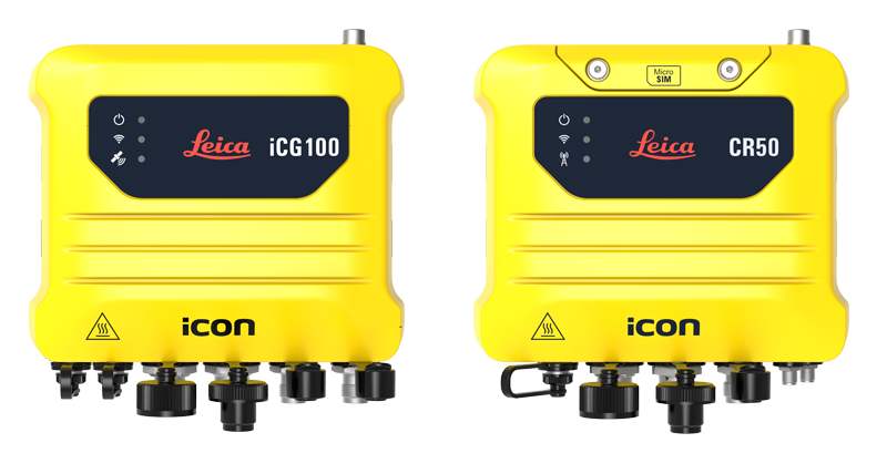 Le Leica iCON gps 100 et la radio de communication CR50 pour la solution Leica iCON site excavator destinée au guidage de pelles compactes. 