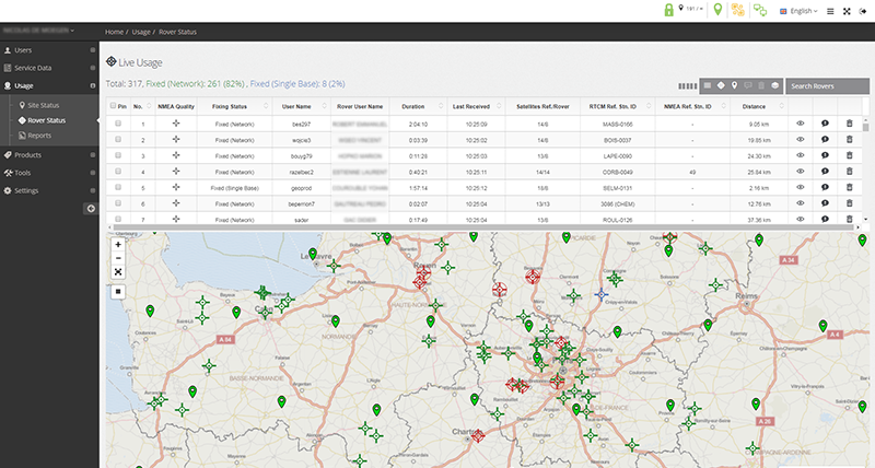 Leica Spider Business Center - Rover Status