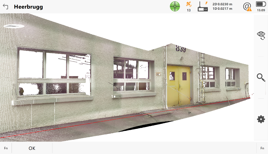 A scan of a building, a dxf file with the lines and single points of the objects located in the working area