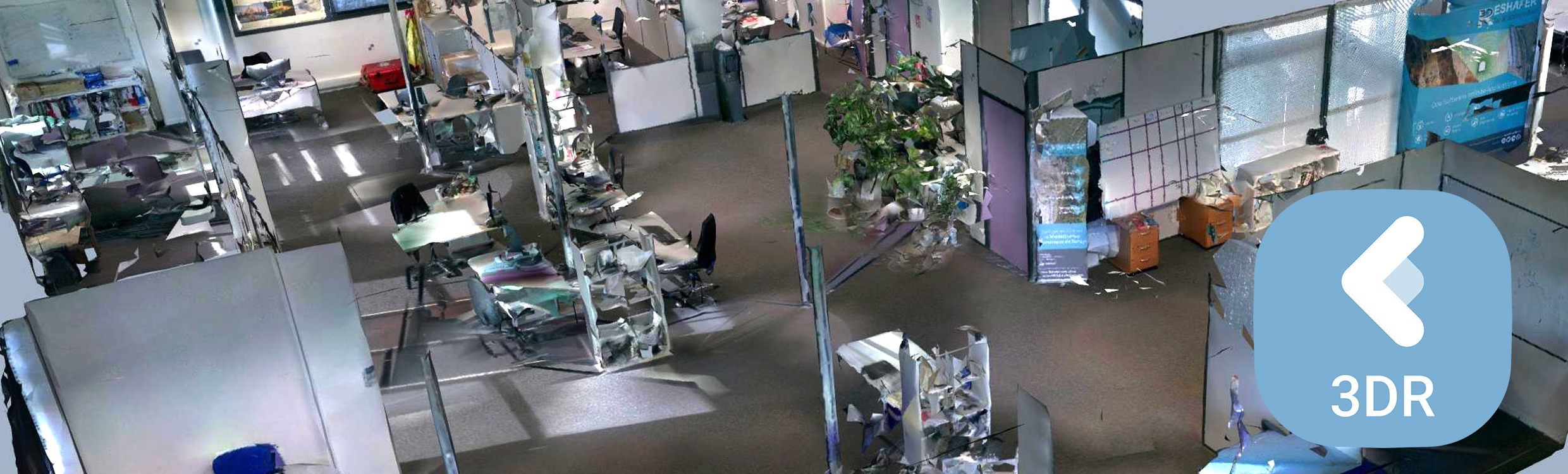 3D Doll House digital reality image of an office in software Leica Cyclone 3DR