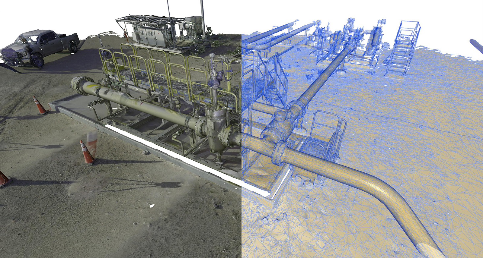 3D scan to mesh digital reality image of a plant in software Leica Cyclone 3DR