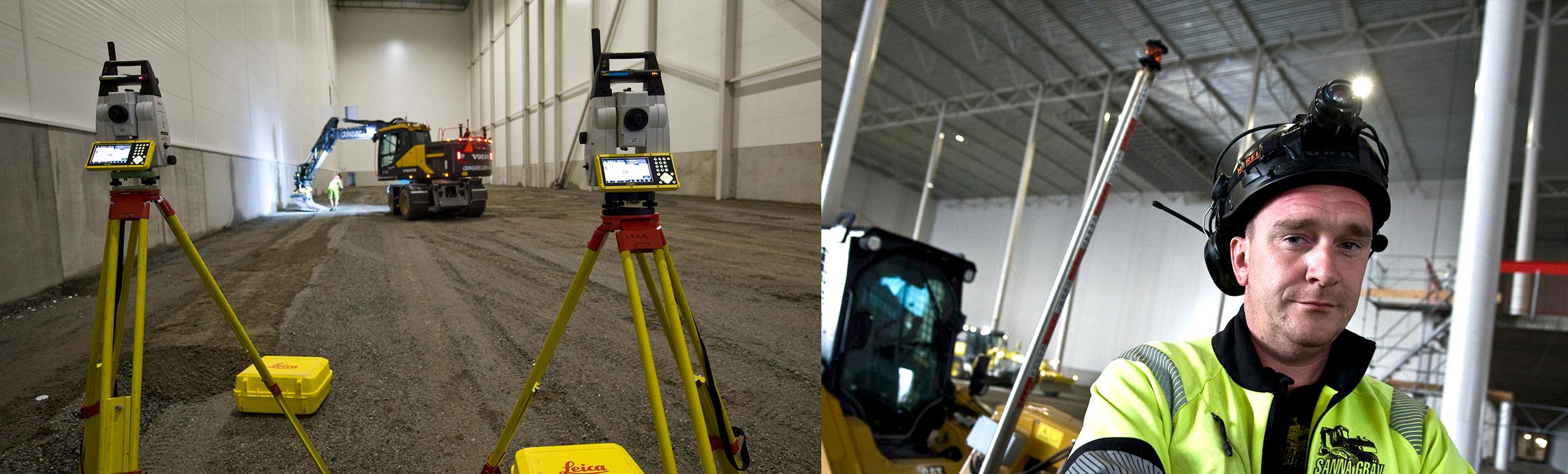 Working with two total stations and machine control in Bålsta