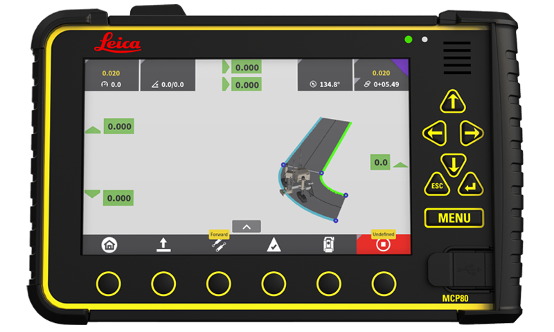 Leica MCP80 panel with Leica MC1 machine control solution iCON pave for concrete curb and gutter. 