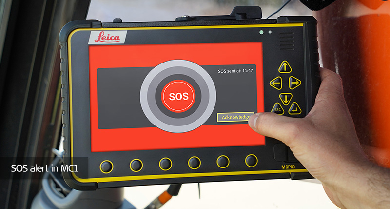 Leica Geosystems safety awareness module in ConX sos alerts to MC1