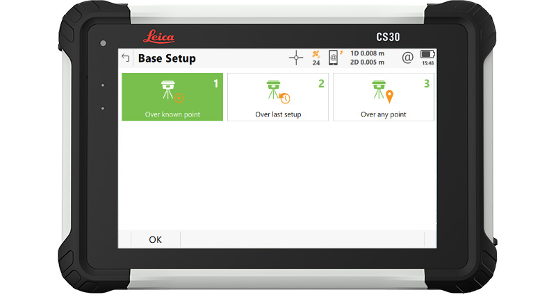 Полевой контроллер CS30 и приложение Leica Captivate Rail, выполняющие разбивку железной дороги.
