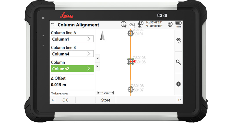  Leica Captivate surveying software structural steel app displayed on CS30 tablet.